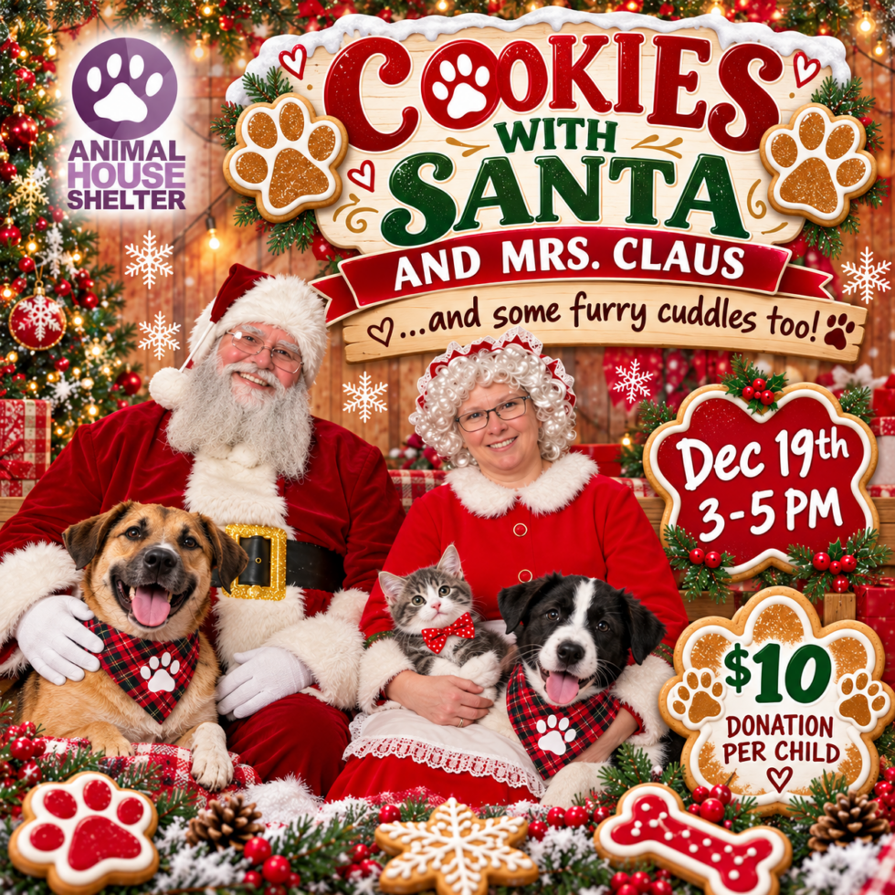 AHS Cookies with Santa & Mrs. Claus Dec. 19, 2026 - Animal House Shelter